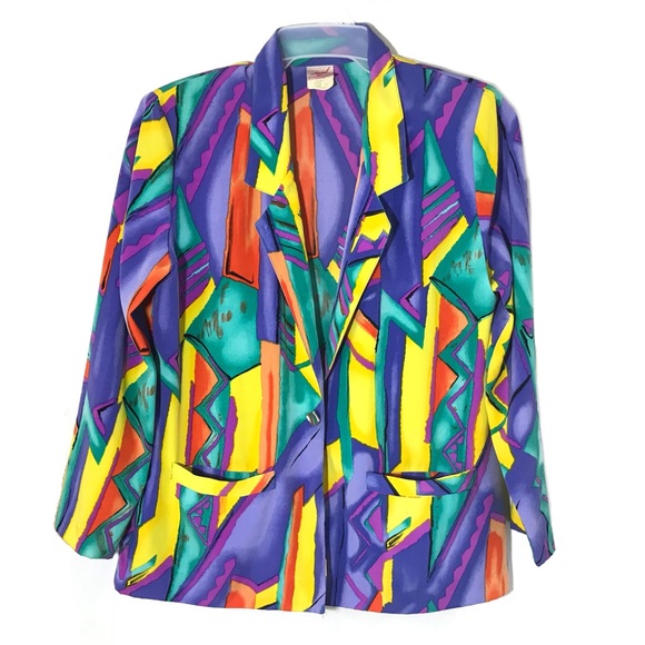 Vintage 80's abstract colorful oversized blazer